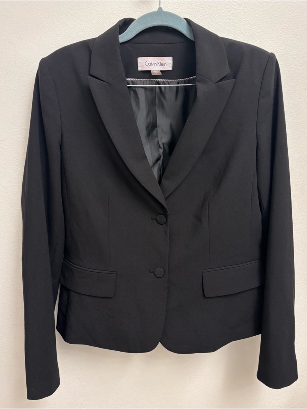 Calvin Klein Black Two-Button Tailored Blazer Career Jacket Women’s 8